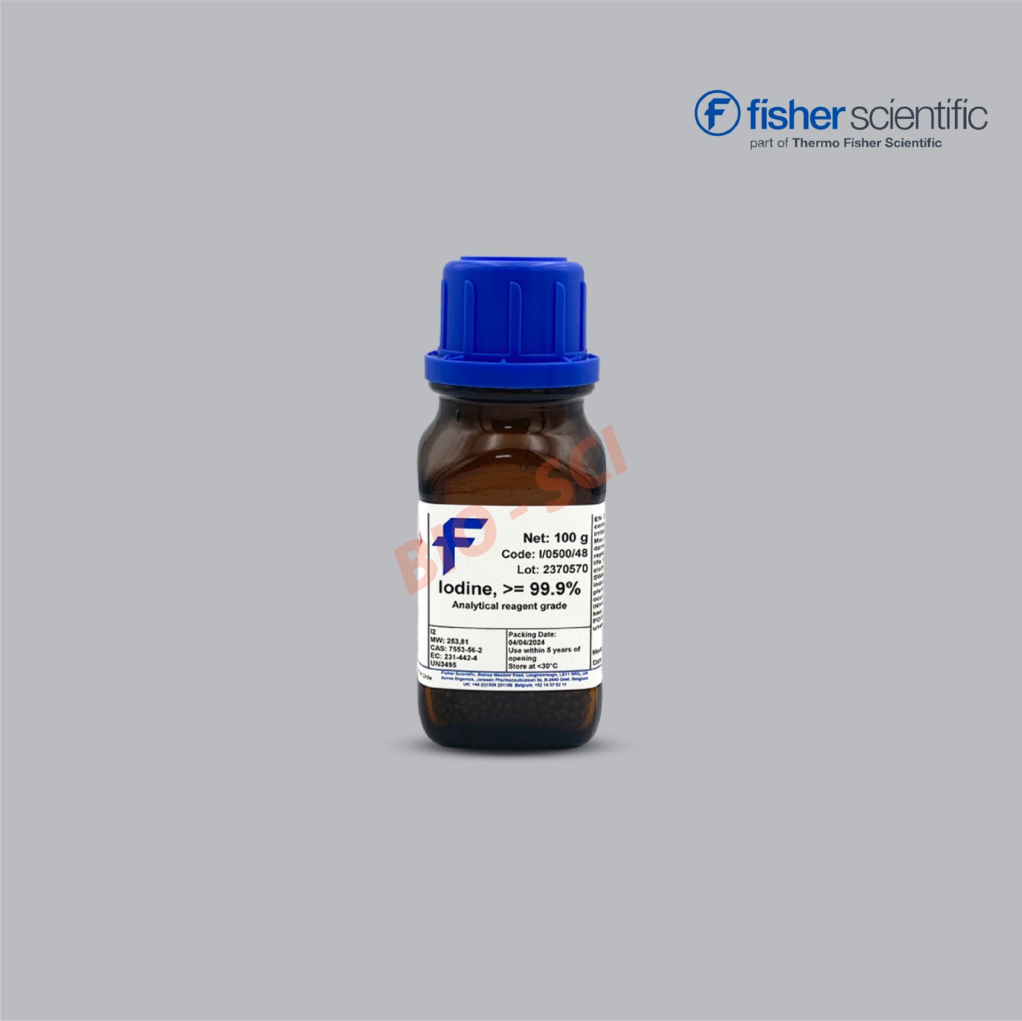 Iodine, >= 99.9% , Certified AR for Analysis (Analytical reagent grade)